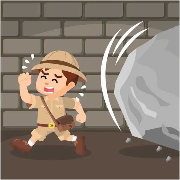 Boy explorer dodged cobblestone — Stock Vector