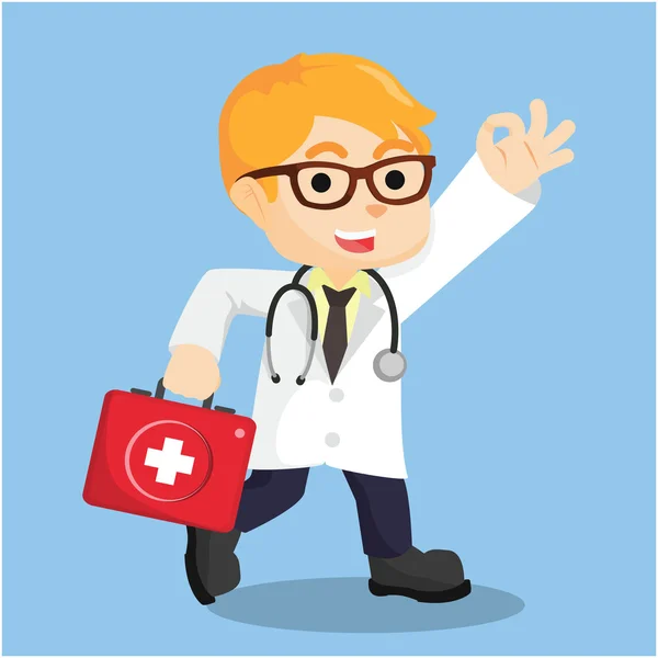 Doctor walking cartoon illustration — Stock Vector