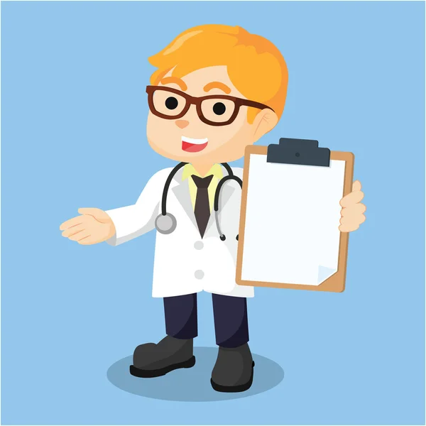 Doctor holding clipboard cartoon illustration — Stock Vector