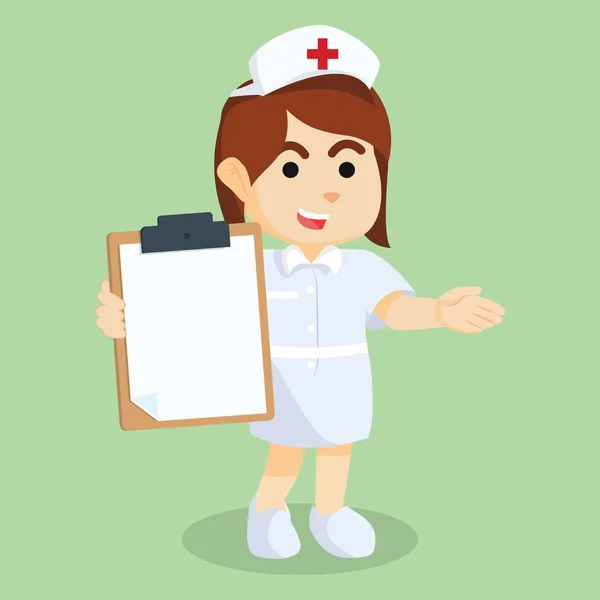 Nurse holding clipboard cartoon illustration — Stock Vector