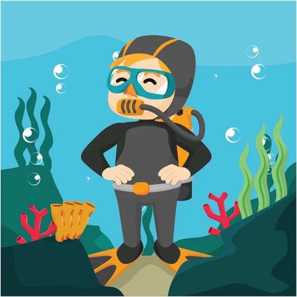 Ragazzo con muta subacquea — Vettoriale Stock