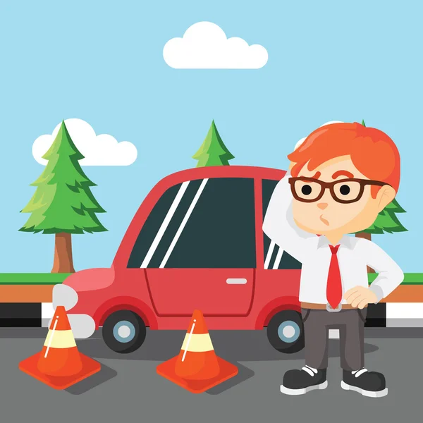 Boy car break down — Stock Vector