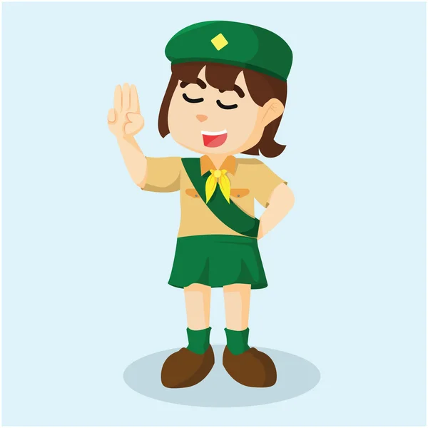 Chica scout saludo — Vector de stock