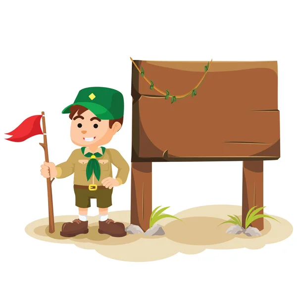 Boy scout en teken — Stockvector