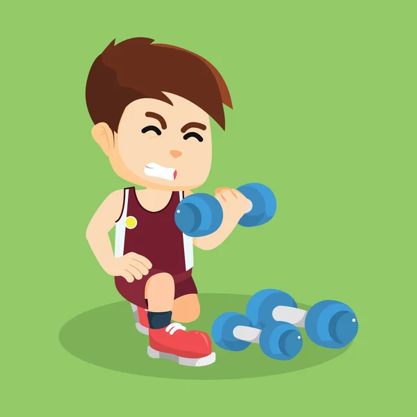 Boy exercising with dumbell — Stock Vector