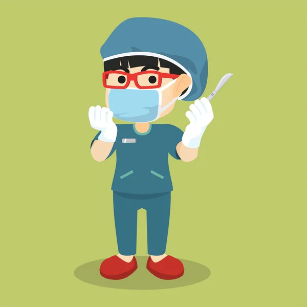 Chirurg vrouw met masker en mes — Stockvector