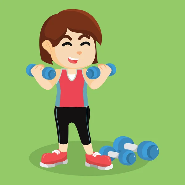 Η άσκηση με dumbell κορίτσι — Διανυσματικό Αρχείο