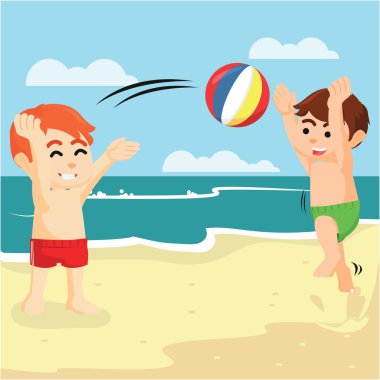 onun arkadaşı Beach ile top oynarken