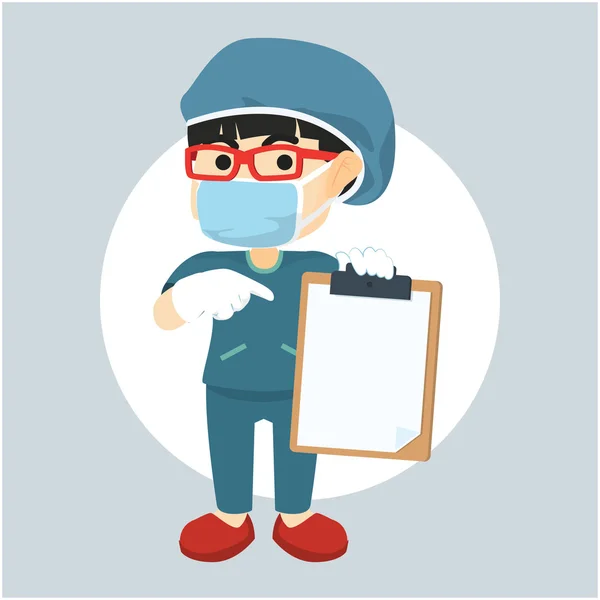 Surgeon woman showing clipboard — Stock Vector