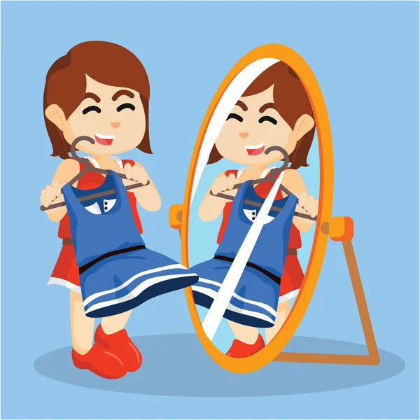 Mädchen blickt in den Spiegel — Stockvektor