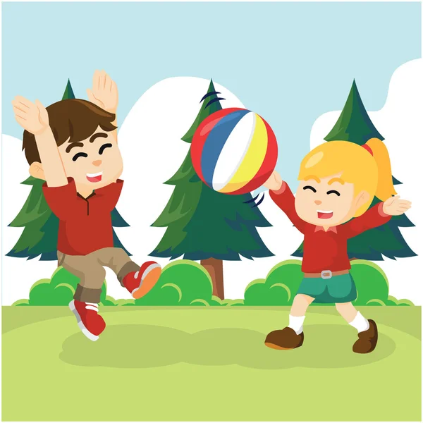 Chłopiec i dziewczynka piłka playying — Wektor stockowy