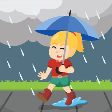 Kadın yağmurda yürüyor