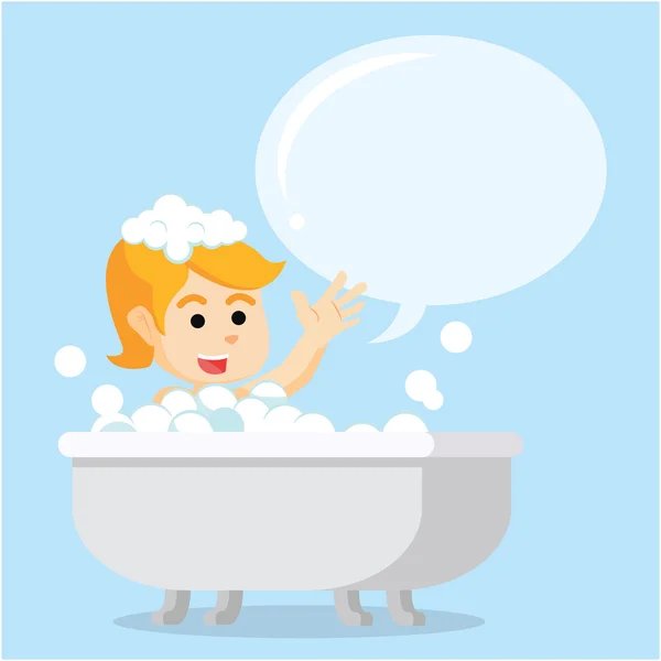 Chica en bañera con callout — Vector de stock