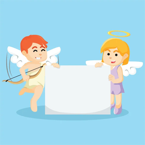 Cupido en meisje engel — Stockvector