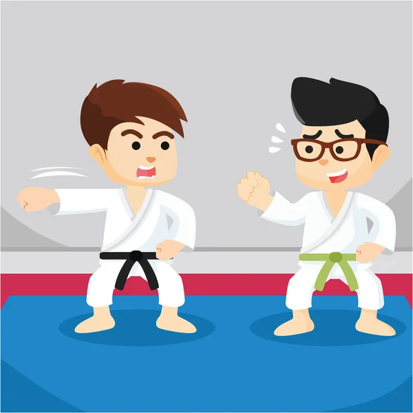 Ragazzo di preghiera bambino stava imparando karate — Vettoriale Stock