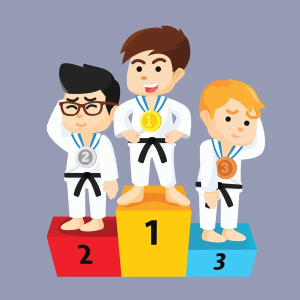 Wszyscy chłopcy wygrali karate podium — Wektor stockowy