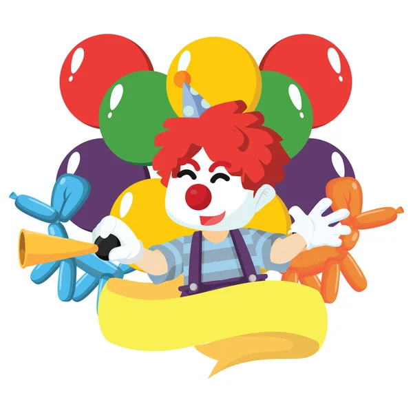 Un clown porte des banderoles et des ballons — Image vectorielle