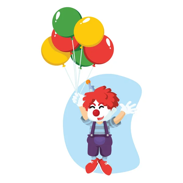 En clown flög med ballonger — Stock vektor