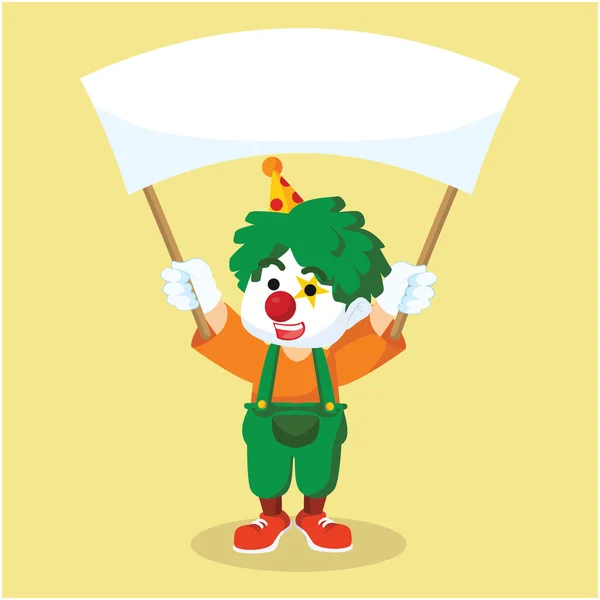 Un clown tenant une bannière — Image vectorielle