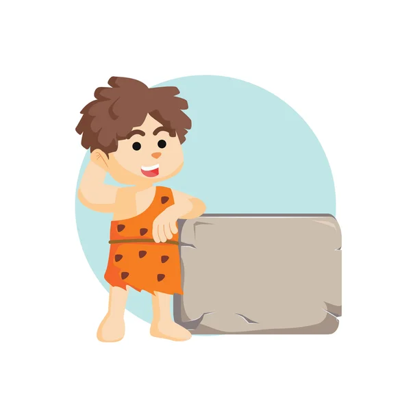 Chisel and stone tablet Cartoon Caveman Stone Tablet — Stock Vector