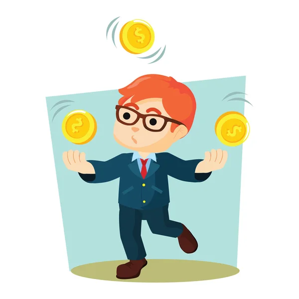 Boy juggling coins — Stock Vector