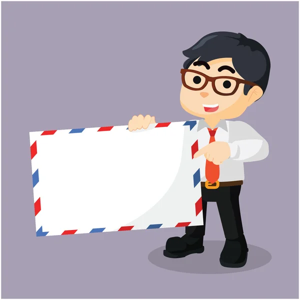 Men holding big envelope — Stock Vector