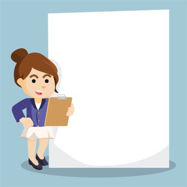 Dev kağıt duran kadın