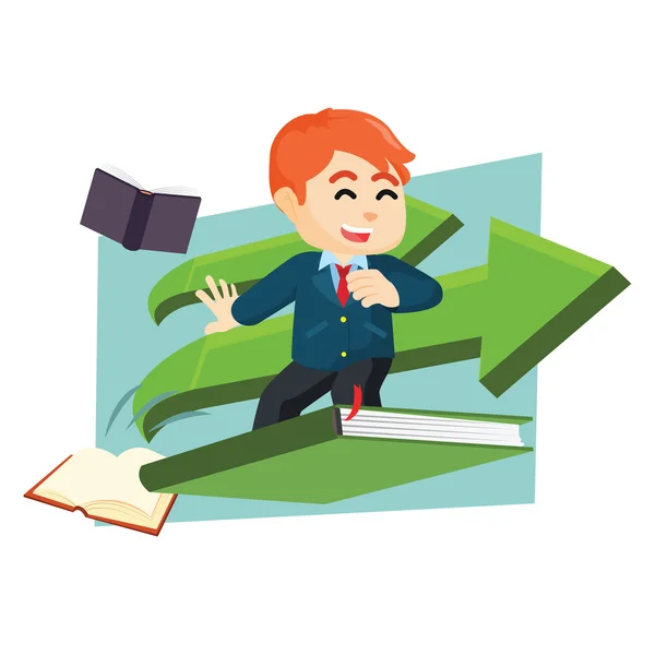 Businessmen surf with giant book — Stock Vector