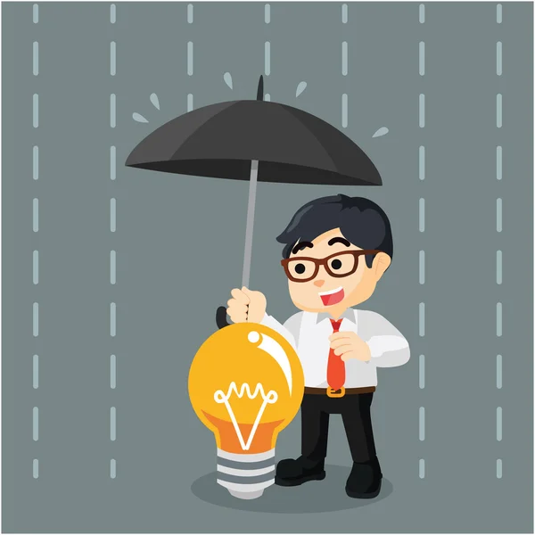 A businessman being covered with an umbrella idea — Stock Vector