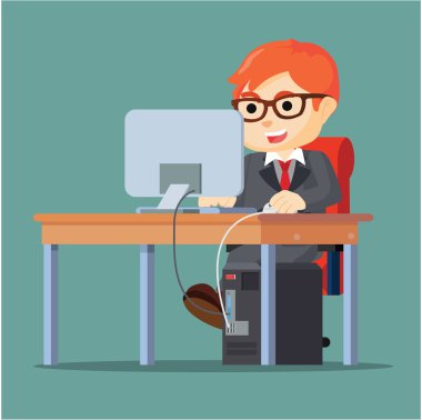 bir işadamı masasında oturuyordu