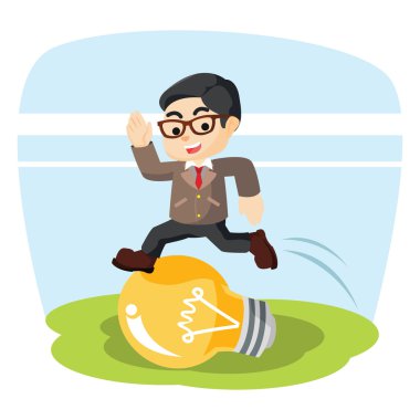 Çünkü gülümseyen genç işadamı ampul atlamak