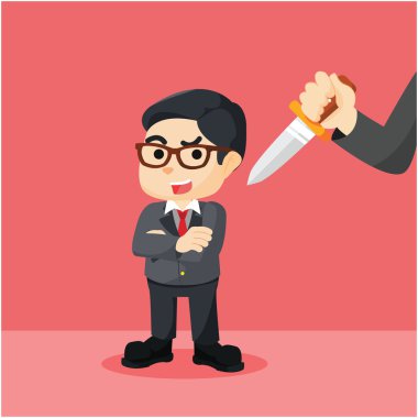 el ile ve bir bıçak ile beslenen işadamı