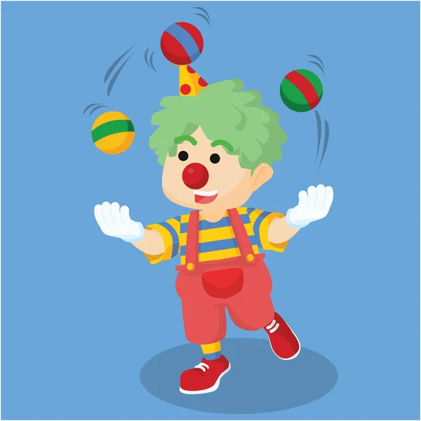 Clown pojke jonglering bollen — Stock vektor