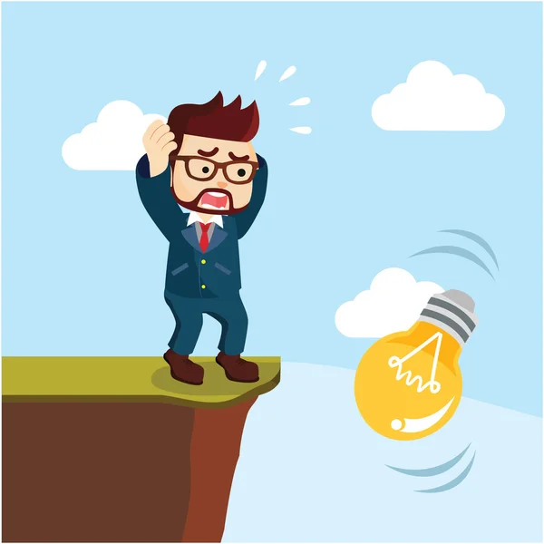 A businessman dropping the ball from the cliff — Stock Vector