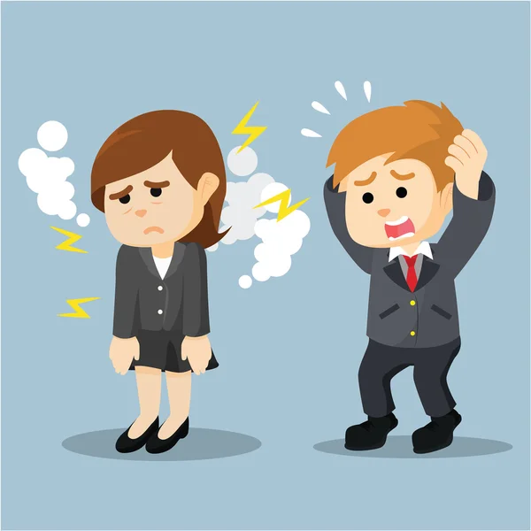 Businessman panic saw his girlfriend being tired — Stock Vector