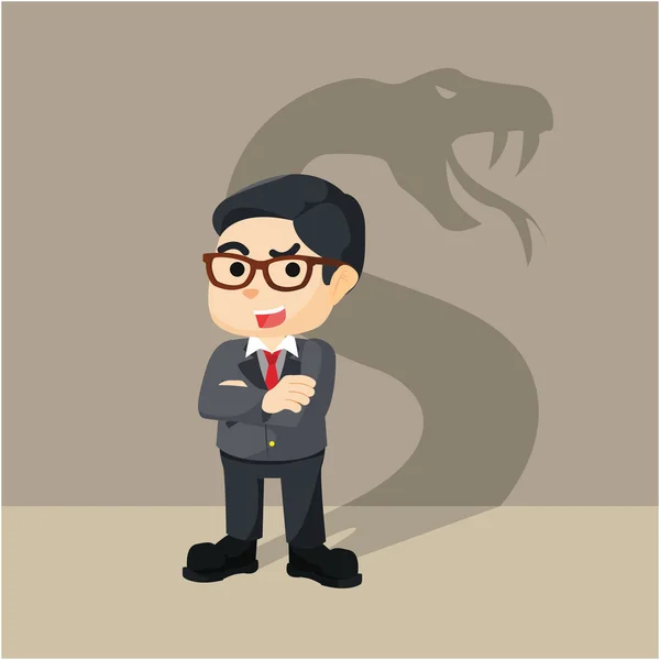 Homem de negócios com a sombra de uma cobra a reboque — Vetor de Stock