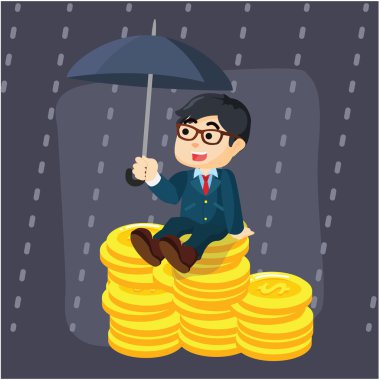 işadamı para yağmurdan korumak