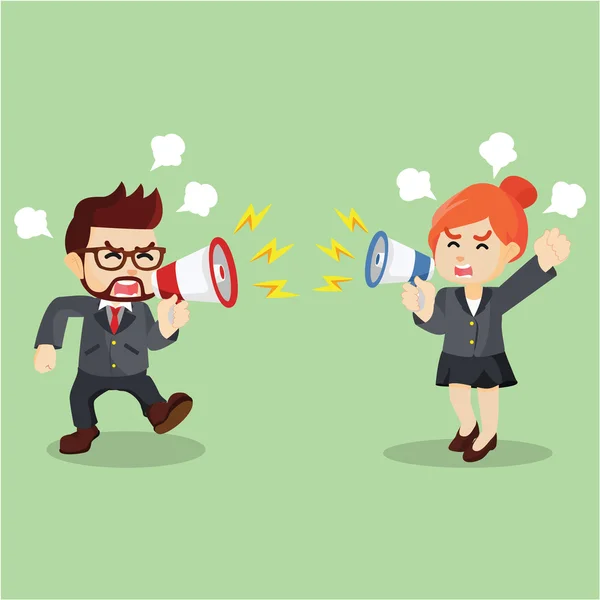 Business fighting with using a megaphone — Stock Vector