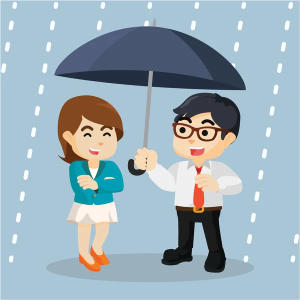 Business project under the umbrella of rain — Stock Vector