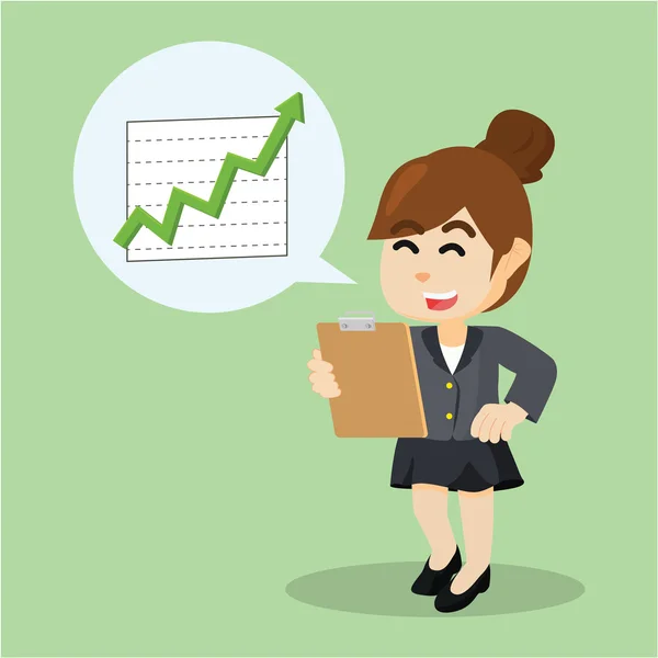 Geschäftsfrau zufrieden mit Umsatzsteigerung — Stockvektor