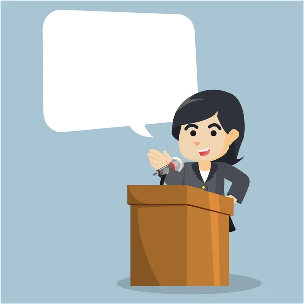 Empresaria dando discurso con negro callout — Vector de stock