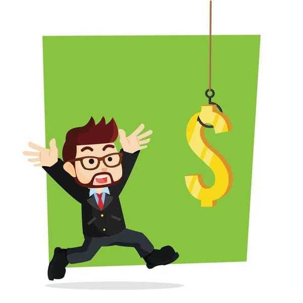 Biznesmen hoocked dolarów — Wektor stockowy