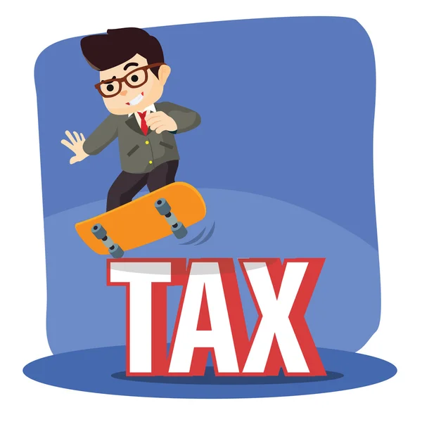 商人快乐税与滑板 — 图库矢量图片
