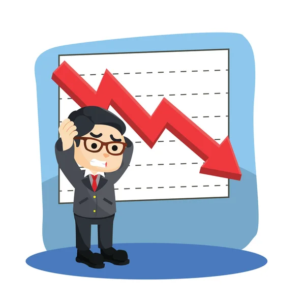 Hombre de negocios estrés con gráficos abajo — Vector de stock