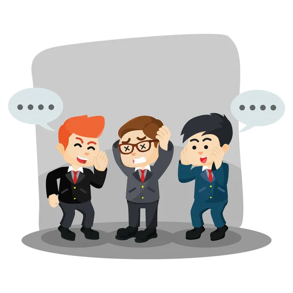 Surrounded by his employees who gossip — Stock Vector