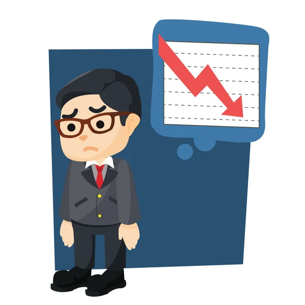 Homem de negócios triste porque os gráficos caem —  Vetores de Stock