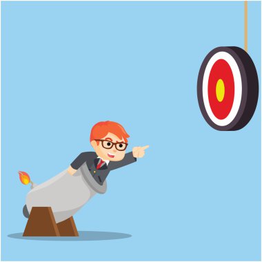 Business man hit the target with cannon clipart