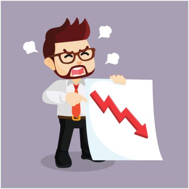İş adamı aşağı grafik istatistik