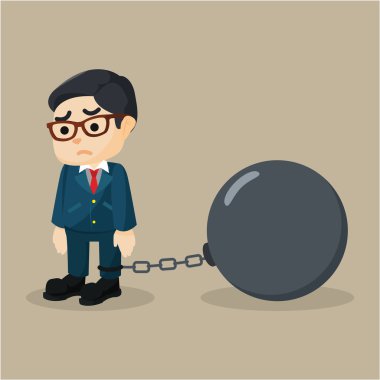 İş adamı büyük topu Zincirli