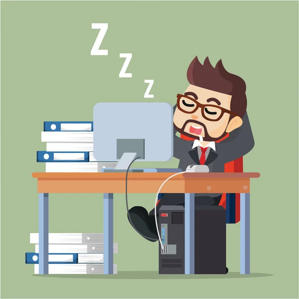 Homme d'affaires dormir au travail — Image vectorielle